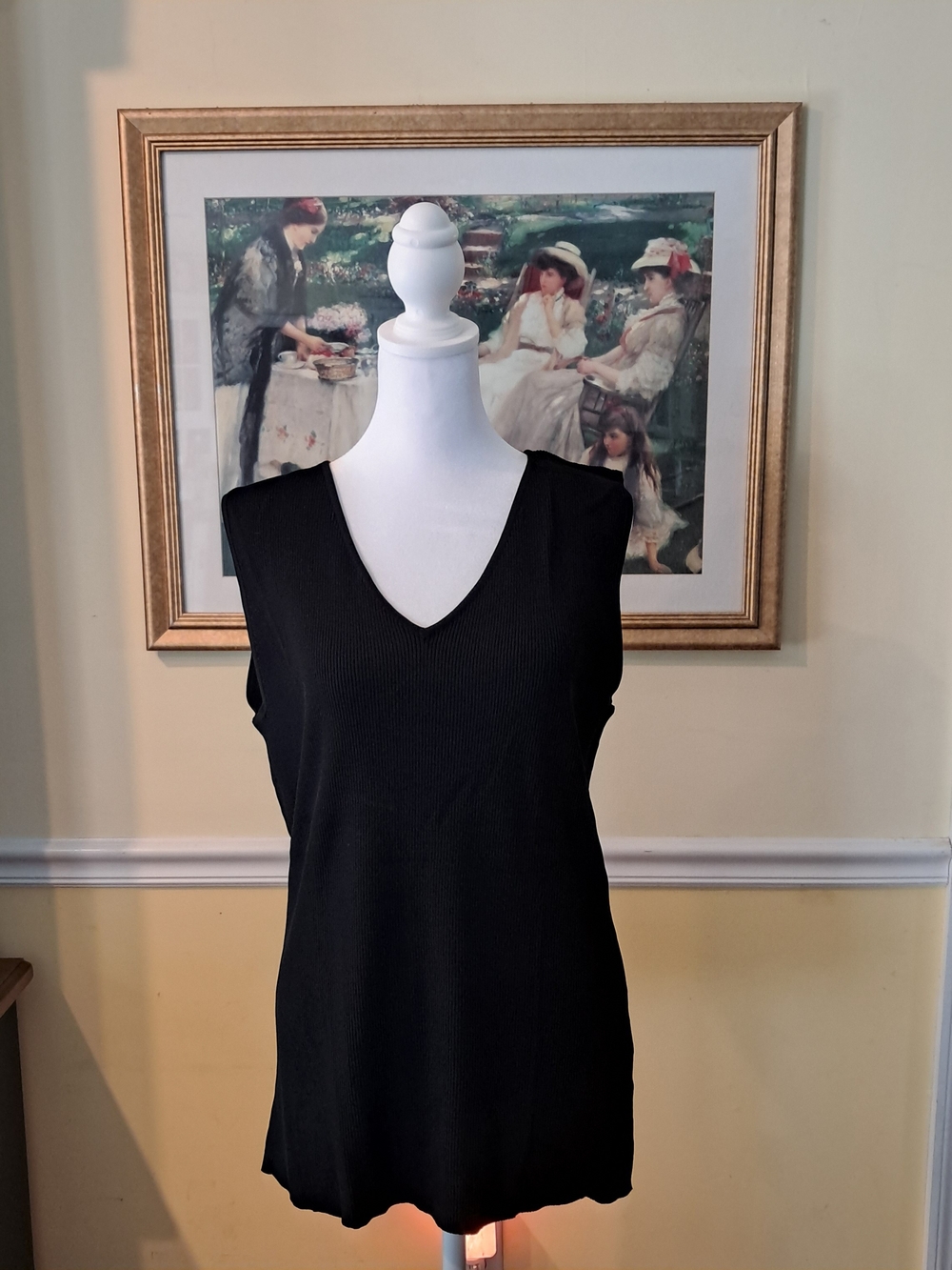 Ruby Rd. Classic Black Sleeveless V-Neck Top Size L